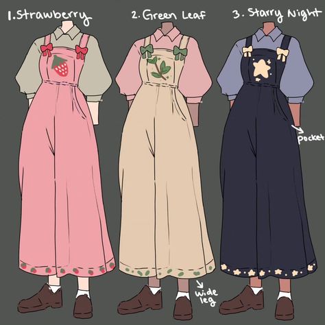 Mochipan on X: "1, 2, or 3? Something a little simpler https://t.co/xrU1PYlDh8" / X Outfit Drawings, Vestidos Anime, Character Wardrobe, Art Outfits, Dress Design Drawing, Clothing Design Sketches, Drawing Anime Clothes, Dress Design Sketches, Dress Sketches