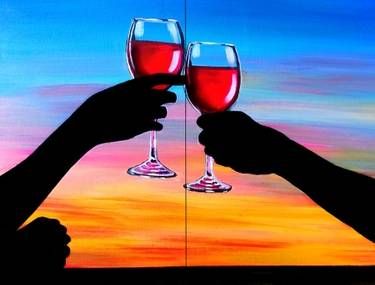 PY Kitchen and Bar 02/16/2017 at PY Kitchen + Wine Garden at the Doubletree by Hilton, Campbell, CA, US | Yaymaker Couples Canvas Painting, Wine And Paint Night, Wine Garden, Couples Canvas, Wine Painting, Couple Painting, Paint Nite, Easy Canvas Art, Wine Art