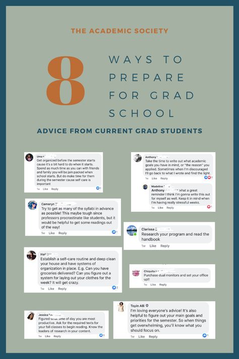 8 Ways to Prepare for Grad School Advice from Current Grad Students | The Academic Society Surviving Grad School, Grad School Advice, Grad School Note Taking, How To Apply To Grad School, Notion Grad School, Getting A Masters Degree, Applying To Grad School, Masters Degree Study Tips, Preparing For Grad School