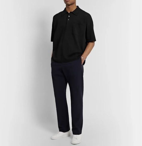 Black Polo Shirt Outfit Men, Black Polo Outfit Men, Black Polo Outfit, Black Pants Outfit Men, Black Polo T Shirt, Polo Outfit Men, Polo Shirt Outfit Men, Guys Fashion Casual, Common Projects Sneakers