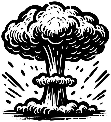 Mushroom Cloud Illustration, Traditional Tattoo Black And White, Mushroom Cloud, Skull Sleeve Tattoos, Skull Sleeve, Traditional Sleeve, Cloud Illustration, Traditional Tattoo Sleeve, Linoleum Print