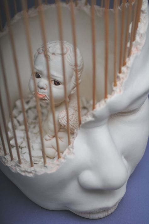 Johnson Tsang, Cherub Sculpture, Deco Originale, Unusual Art, Steel Sculpture, Portrait Sculpture, Contemporary Ceramics, Sculpture Clay, Porcelain Ceramics