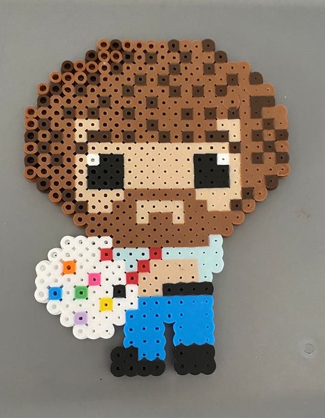 Bob Ross the Painter Perler Bead Figure magnet Biggie Beads Patterns, Spongebob Melty Beads, Friendship Perler Beads, Tv Show Perler Beads, Bob Ross Perler Beads, Baseball Perler Bead Pattern, Pickle Rick Perler Beads, Perry The Platypus Perler Beads, Perler Bead Inspiration