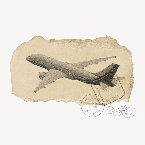 Ripped Paper Design, Travel Stickers Printable, Ripped Paper, Printable Vintage Art, Travel Collage, Vintage Planes, Aesthetic Journal, Cool Paper Crafts, Travel Icon