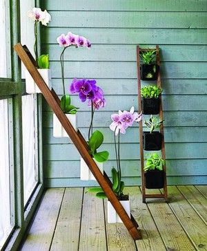 Easy + creative outdoor planters | Four Generations One RoofFour Generations One Roof Ladder Planter, Plant Ladder, Wooden Ladder, Planter Pots Outdoor, White Planters, Outdoor Pots, Unique Gardens, Deco Floral, Outdoor Planters