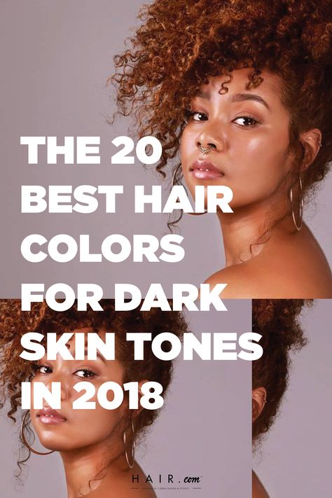 Choosing a new hair color that compliments your skin tone can be a difficult task. That's why we gathered 20 of the best hair colors for dark skin to make the process that much easier. Read on if you're in need of some color inspiration. Hair Color For Warm Skin Tones, Hair Color For Dark Skin Tone, Hair Colors For Dark Skin, Global Hair Color, Black Women Hair Color, Hair Color For Brown Skin, Hair Color For Dark Skin, Best Hair Dye, Hair Tint