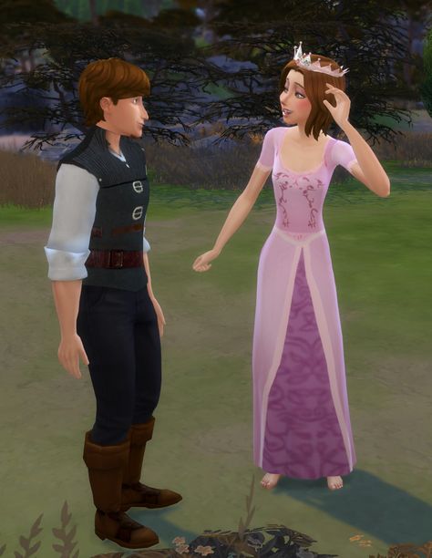 Tangled the movie Happy Ending outfits that I created for Sims 4!! Flynn Ryder, Zombie Christmas, Tangled Movie, Rapunzel Dress, Happy Ending, Sims 4 Custom Content, Maxis Match, Sims 4 Mods, Custom Content