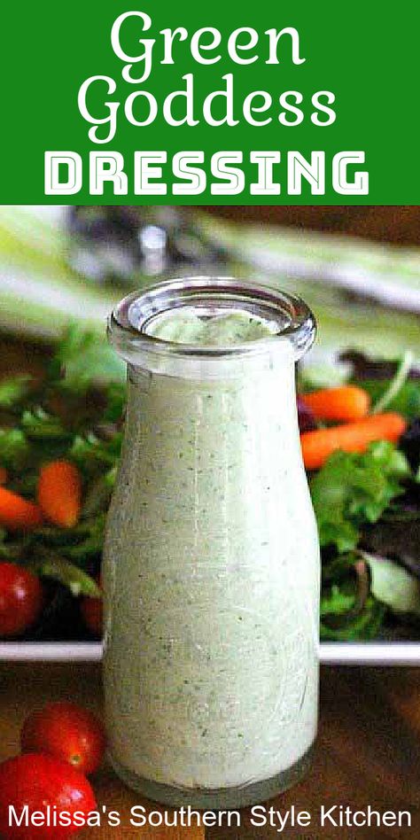 Thanksgiving Picnic, Avocado Lime Ranch Dressing, Jalapeno Ranch Dressing, Homemade Dressing Recipe, Healthy Dressing Recipes, Goddess Dressing Recipe, Dip Food, Melissas Southern Style Kitchen, Green Goddess Salad Dressing