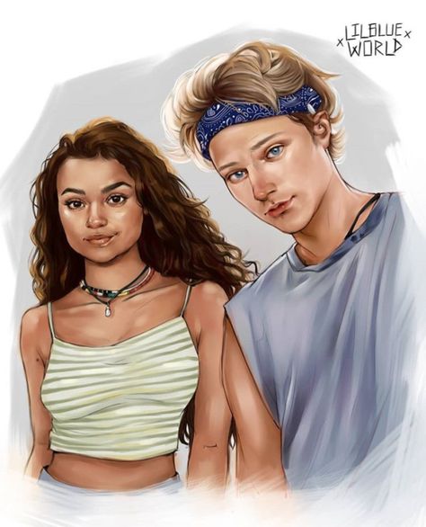 Kiara Fanart, Jj And Kiara Fanart, Drawing Of Two People, Outer Banks Kiara, Two People Standing, Jj And Kiara, Pogue Style, Kids Packaging, New Cinderella