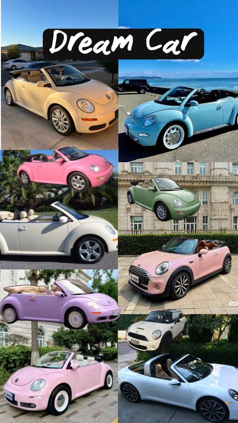 Dream car, buggie convertable, volks wagon, Porsche, mini cooper, pastel Volkswagen Beetle Convertible, Bug Car, Beetle Car, Beetle Convertible, Pretty Bike, Girly Car, Volkswagen Car, Car Goals, Cute Car Accessories