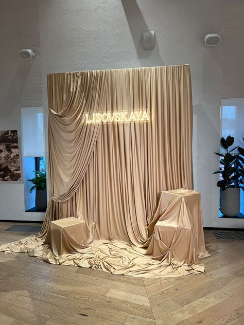 Photography Studio Decor, Wall Drapes, Golden Summer, Fabric Installation, Fabric Draping, Photo Backdrop Wedding, Dream Wedding Decorations, Curtain Backdrops, Pipe And Drape