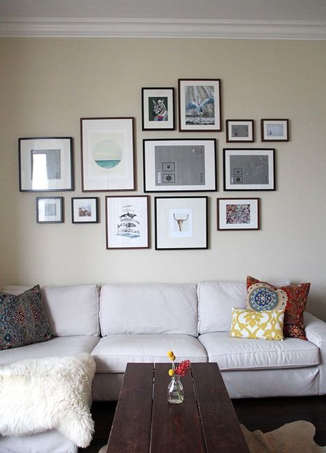 Gallery Wall Photowall Ideas, Frame Wall Collage, Gallery Wall Layout, Above Couch, Ikea Ribba Frames, Gallery Wall Inspiration, Framed Pictures, Dekorasi Kamar Tidur, Wall Frames