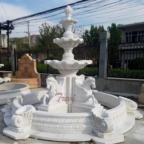 Our 3 tier water fountains are designed to create a majestic presence in any outdoor setting. These fountains feature three cascading levels of water flow, providing a beautiful and soothing sound that enhances the tranquility of your garden or patio. With their classic and timeless designs, they are a perfect addition to any landscape, offering both aesthetic appeal and a calming atmosphere. Fountain Outdoor, Water Sculpture, Statue Fountain, Planter Bench, Planters For Sale, Catholic Statues, Fountain Design, Fountain Feature, Water Fountains Outdoor