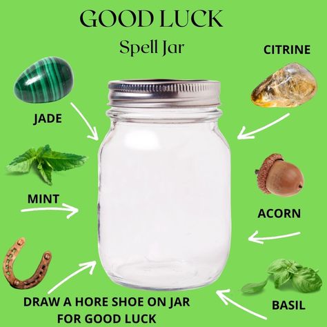 Easy to make at home spell jars! #Goodluck #goodvibes #spelljar #Blessings #Ict #Supportsmallbusiness #downtoearthks Good Fortune Spell Jar, Positive Chants, Travel Spell Jar, Witchy Chants, Good Luck Spell Jar, Spells Jars, Acorn Drawing, Honey Jar Spell, Jar Magic