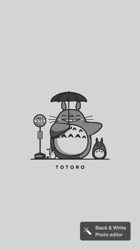 Studio Ghibli Black And White Wallpaper, Ghibli Icons Black And White, Studio Ghibli Black And White Aesthetic, Totoro Black And White, Ghibli Art Black And White, Studio Ghibli Bullet Journal, Anime Paper, Black And White Stickers, Cute Kawaii Drawings