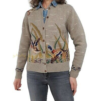 (eBay) Vintage RALPH LAUREN Size S Small Hand-Knit Duck Hunting Theme Cardigan Sweater Vintage Ralph Lauren Ads, Brown Cable Knit Sweater, Knit Duck, Patch Cardigan, Pink Cardigan Sweater, Cable Knit Sweater Cardigan, Linen Cardigan, Belted Cardigan, Classic Cardigan