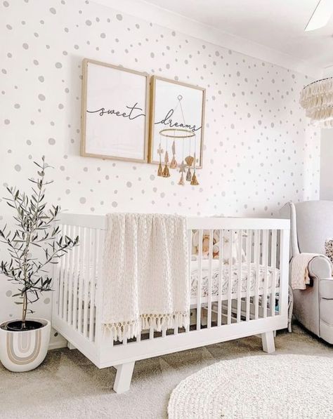 Trendy Nursery Wallpaper Ideas - DIY Darlin' Baby Zimmer Ikea, Hudson Crib, Babyletto Hudson, Crib Wall, Trendy Nursery, Crib Nursery, Baby Nursery Inspiration, Dreams Art, Baby Room Neutral