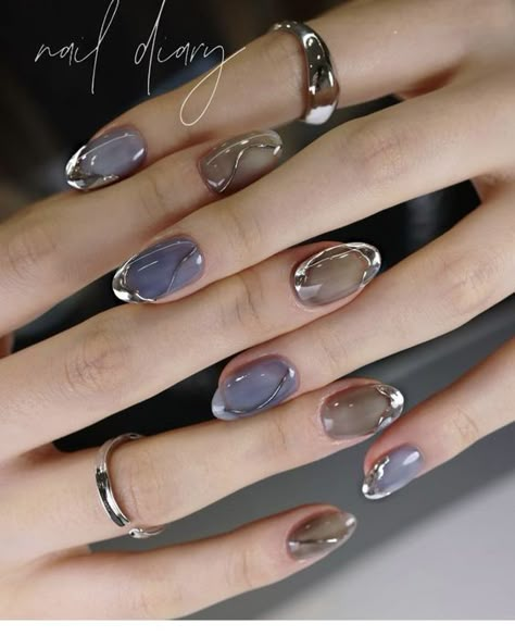 Metallic Nails Design, Pretty Gel Nails, Japanese Nails, Metallic Nails, Star Nails, Funky Nails, Chic Nails, Dope Nails, Manicure E Pedicure