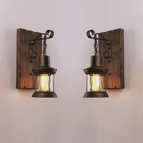 Light Fixtures Farmhouse, Rustic Wall Lighting, Hallway Wall Lights, Bamboo Lantern, Metal Wall Light, Rustic Wall Sconces, Vintage Wall Lights, Wall Lights Bedroom, Lantern Design