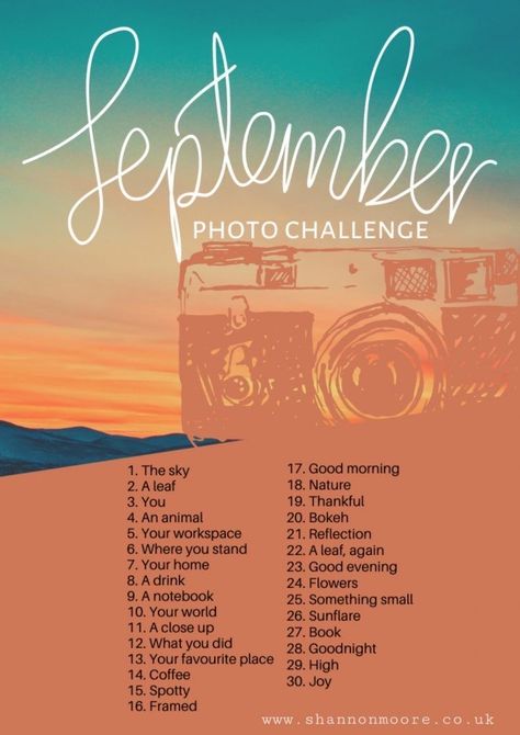 September Instagram Pictures, September Picture Challenge, September On Instagram, September Instagram Challenge, September Photo A Day, Monthly Photo Challenge, September Photos, September Photo Challenge, Photography Challenge Beginners