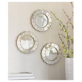 3-Piece Starburst Mirror Set Multi-Colored - Threshold : Target Round Mirrors On Wall, Mirrors On Wall Ideas, 3 Mirror Wall Decor, Mirrors On Wall, 3 Mirrors, Gold Sunburst Mirror, Target Wall Decor, Kids Room Curtains, 3 Mirror