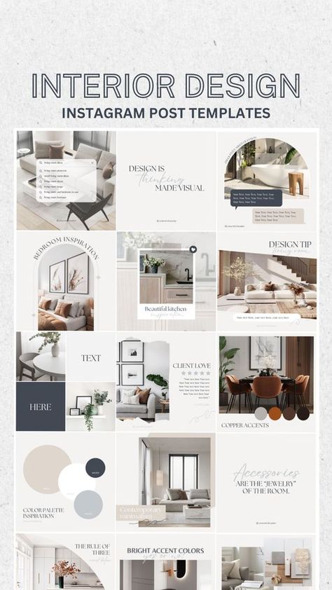 Title:    Looking for minimalist interior design Instagram templates to boost your Etsy sales? Look no further! These 5 templates are perfect for showcasing your products in a stylish and modern way. Use them to create beautiful images that will catch the eye of your followers and encourage them to click through to your shop.   #minimalistinteriordesign #interiordesign #homedecor #etsy #smallbusiness #handmade Instagram Grid Layout Ideas Interior Design, Interior Designer Instagram Post Ideas, Instagram Post Template Interior Design, Instagram Post Ideas For Interior Design, Interior Design Instagram Feed Ideas, Interior Designer Content, Interior Design Infographic, Client Profile Interior Design, Interior Design Instagram Post Ideas