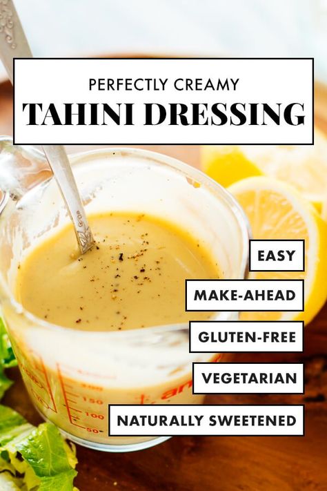 Dressing With Tahini, Simple Tahini Dressing, Recipes Using Tahini Paste, Tahini Salad Dressing, Tahini Sauce Recipe, Tahini Dressing Recipe, Healthy Honey, Doner Kebab, Honey Mustard Dressing