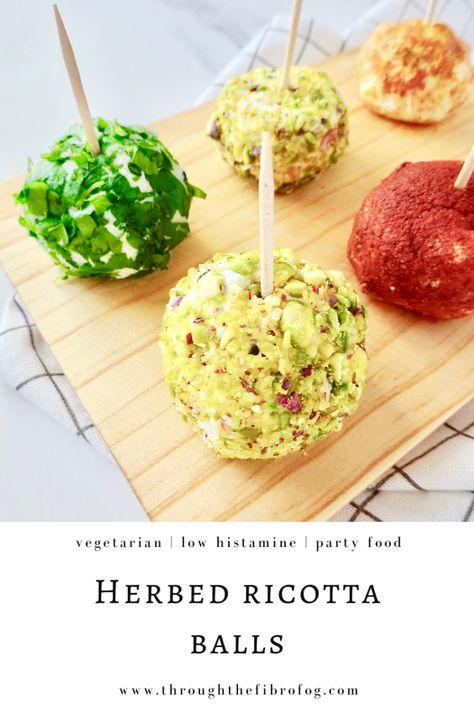 Herbed ricotta balls - Throughthefibrofog Ricotta Cheese Balls, Ricotta Balls, Low Histamine Recipes, Histamine Foods, Savoury Bites, Herbed Ricotta, Low Histamine Foods, Histamine Diet, Dinner Buffet