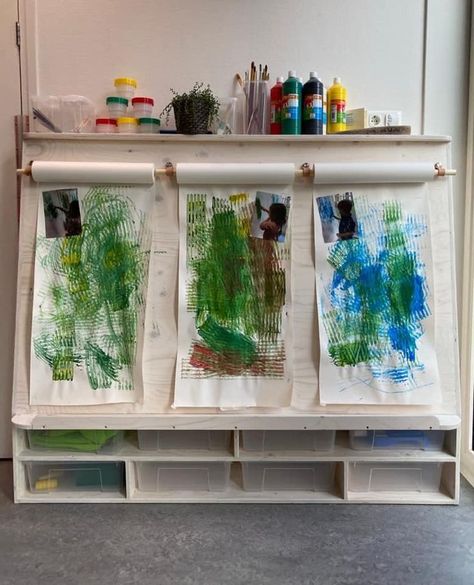 Art Area For Kids, Preschool Art Studio, Art Space For Kids, Toddler Lesson Plans Template, Kids Art Studio, Toddler Boy Room Decor, Reggio Classroom, Kids Cafe, Creative Area