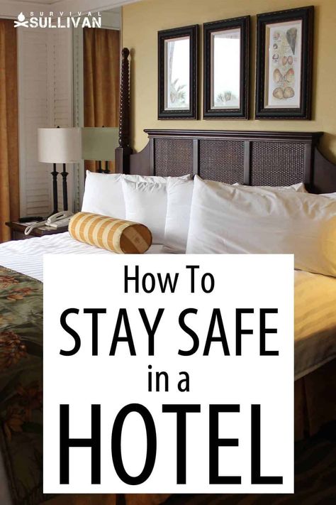 Tips and strategies for staying safe in hotel rooms when travelling. #survival #emergency #prepper #preparedness Hotel Rooms, Survival Tips, Hotel Room, At The Hotel, Stay Safe, Hotels Room, Bed Pillows, Pillow Cases, Home Decor Decals