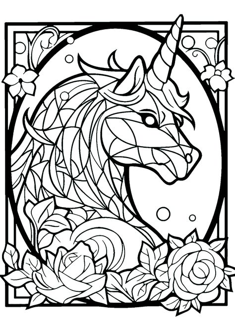 Stained Glass Coloring Pages, Coloring Pages For Adults Unique, Unicorn Drawings, Ancient Greece Mythology, Minion Coloring Pages, Tibet Art, Pop Art Tattoos, Anime Mermaid, Coloring Page For Adults