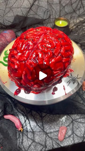 Box Red Velvet Cake, Seedless Raspberry Jam, Gross Halloween Foods, Brain Cake, Recetas Halloween, Halloween Themed Food, Wooden Skewers, Halloween Breakfast, Fake Food Props