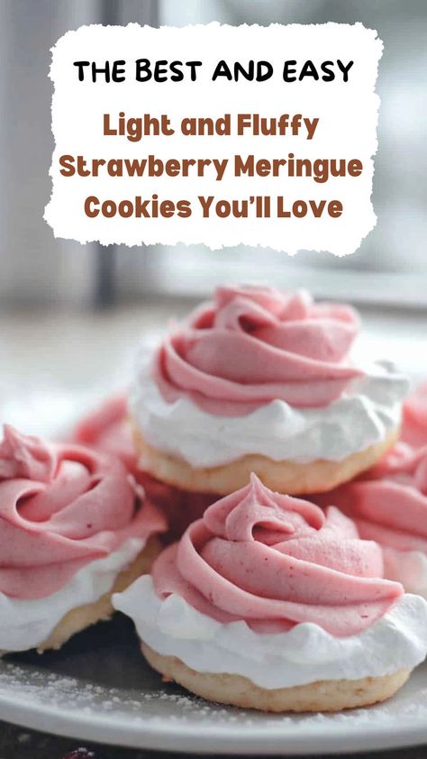 Treat yourself to these light and fluffy strawberry meringue cookies that are as pleasing to the eye as they are to the palate. Made with just a few ingredients, this easy recipe is perfect for bakers of all levels. Get ready to enjoy a burst of strawberry flavor! Strawberry Meringue Cookies, Meringue Cookies Recipe, Bowl Of Strawberries, Healthy Meals To Make, Strawberries And Whipped Cream, Strawberry Meringue, Meringue Cookie Recipe, Quick Easy Healthy Meals, Easy Healthy Meals