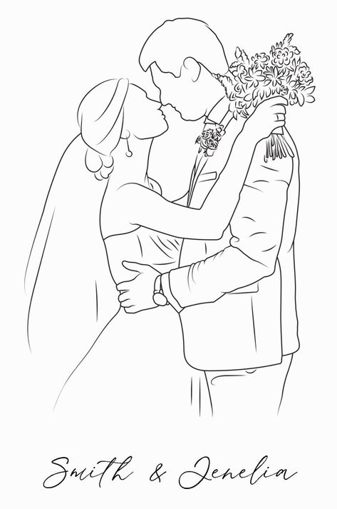 Wedding Drawing Couple, Marriage Drawing, Wedding Sketch, Wedding Embroidery Hoop, Shading Drawing, Cute Owls Wallpaper, Embroidery Hoop Art Diy, Wedding Drawing, Hand Embroidery Patterns Free