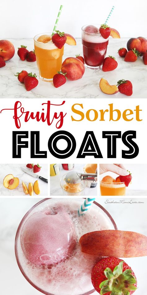 Sorbet Float, Sorbet Is, Float Recipes, Southern Cooking Recipes, Southern Mom, Strawberry Sorbet, Grapefruit Soda, Ninja Creami, Raspberry Sorbet