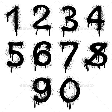 Graffiti Numbers Fonts, Graffiti Numbers 1-10, Tattoo Numbers, Pop Art Font, Graffiti Numbers, Blood Font, Text Cool, Grunge Graffiti, Graffiti Alphabet Styles