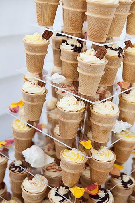 Wedding Cakes Alternatives, Cake Cones, Alternative Wedding Cakes, Cake In A Cone, Wedding Cake Alternatives, Beach Wedding Cake, Floral Wedding Cakes, Cool Wedding Cakes, Beach Theme Wedding