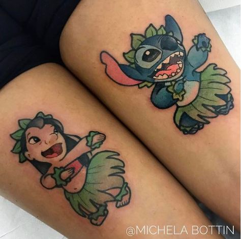 TATTOOS IDEAS — → Michela Bottin Stitch Disney Tattoo Ohana, Matching Cartoon Tattoos Best Friends, Matching Tattoos Lilo And Stitch, Lilo And Stitch Tattoo Ideas Matching, Lilo And Stitch Best Friend Tattoos, Stitch Best Friend Tattoos, Disney Friends Tattoo, Disney Tattoos For Best Friends, Disney Sister Tattoos For 2