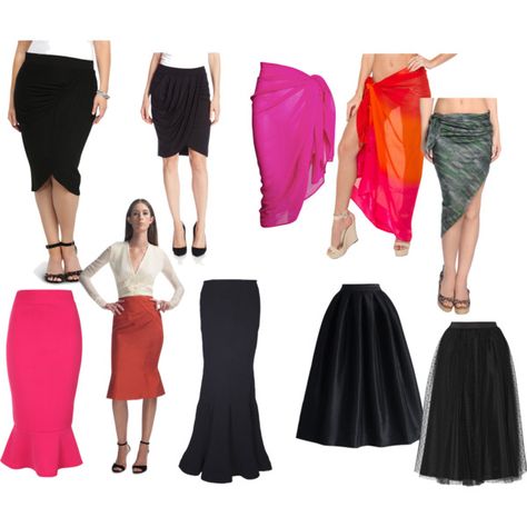 Kibbe: Theatrical Romantic skirts by luci-fair on Polyvore featuring moda. Left to right: 1.Tulip shaped - gathering at the waist, narrow at the knee, not to long. 2. Sarong. 3. Tumpet - tapered at the knee.4. Circle. Theatrical Romantic Skirts, Tr Kibbe, Kibbe Theatrical Romantic, Romantic Skirts, 1 Tulip, Theatrical Romantic Style, Romantic Kibbe, Romantic Skirt, Kibbe Romantic