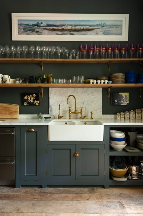 Shelves Above Sink, Devol Kitchens, Sustainable Kitchen, New Kitchen Cabinets, Kitchen Marble, Kitchen Units, Cottage Kitchen, Kitchen Shelves, Interior Design Trends