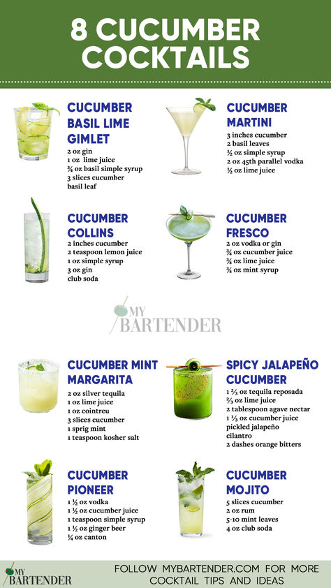 Cucumber Cocktails Cucumber Mint Gin Cocktail, Gin And Cucumber Cocktails, Cucumber Drinks Alcohol, Alcoholic Drinks That Taste Like Juice, Cucumber Drinks, Cucumber Cocktails, Cucumber Gin Cocktail, Cucumber Gimlet, Cucumber Martini