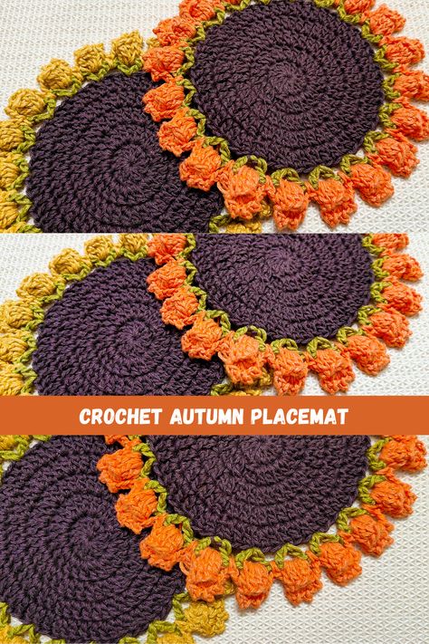 Easy Crochet Autumn Flower Placemats #crocherplacemats #fallcrochet #autumnplacemat #crochetroundplacemat #autumncrochet Knit Designers, Free Crochet Projects, Flower Placemats, Crochet Autumn, Crochet Washcloth Pattern, Crochet Placemat Patterns, Crochet Placemats, Knitting Group, Dishcloth Crochet Pattern