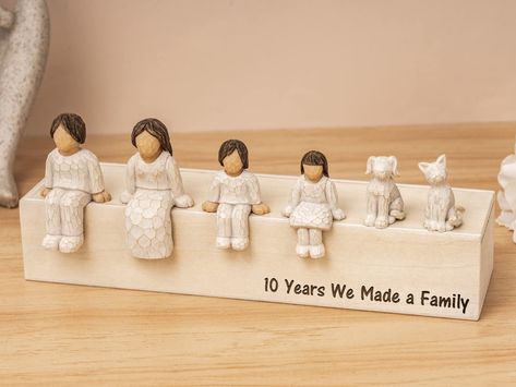 PRICES MAY VARY. Our family scene comes with 1 or 2 adults and your choice of 0 to 4 children or 2 pets. Order personalized decor as a housewarming gift for someone special. Can be used as gifts for Christmas, Anniversary, Mother's Day, to boyfriends, husbands and wives, parents, brothers. The Custom Engraved Family Resin Sculpture Figurines of a family are filled with warm affection that represents happiness and love and gradually admire this touching beauty. The Custom Figurine are loose and n Choose Your Family, 10 Year Anniversary Gift, Custom Figurines, Birthday Presents For Mom, Personalized Family Gifts, Personalized Grandma Gifts, Wood Anniversary Gift, Anniversary Gifts For Parents, Birthday Gifts For Husband