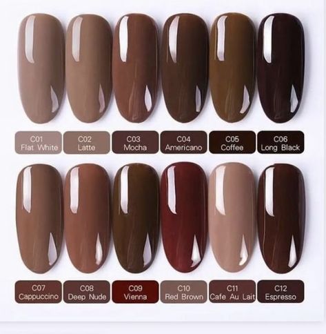 Brown colors nails inspo#Nail #nailcolor #nailpolish Membentuk Alis, Kutek Disney, Manikur Kuku, Fall Gel Nails, Gel Set, Gel Nail Colors, Gel Lacquer, Beginners Knitting, Nagel Inspo