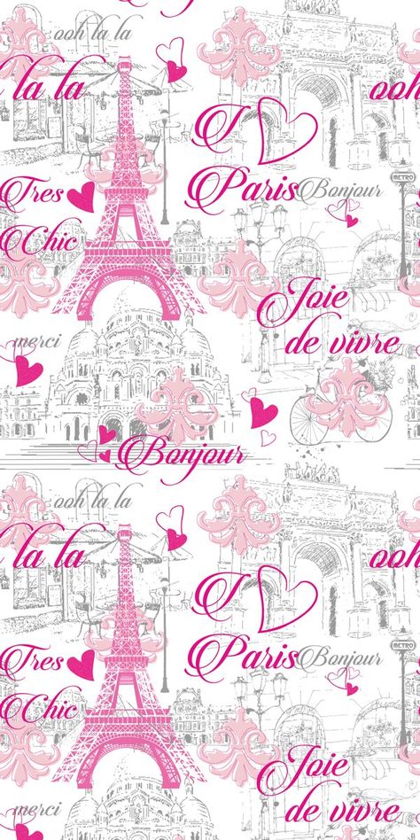 Paris in Pink Wallpaper Pink Wallpaper Hot Pink, Pink Themed Wallpaper, Pink Eiffel Tower Wallpaper, Pink Paris Wallpaper, Paris Wallpapers, Tower Wallpaper, Wallpaper Valentines, Day Wallpaper, Normal Wallpaper