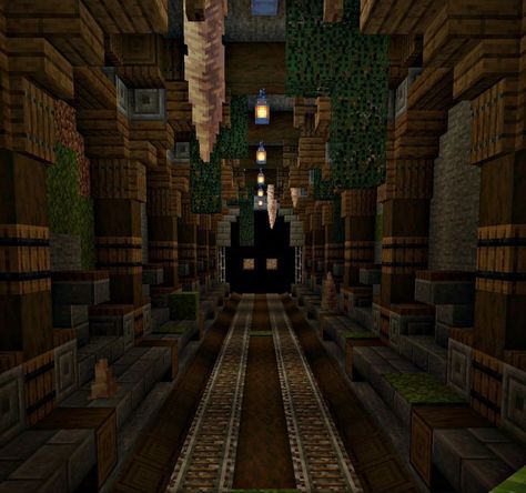 Minecraft Sewer Tunnel, Minecraft Abandoned Mine, Mc Tunnel Ideas, Minecraft Abandoned Library, Minecraft Building Underground, Minecraft Train Station Underground, Minecraft Underground Mine, Underground Railroad Minecraft, Underground Tunnel Minecraft