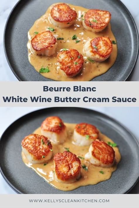 Shrimp Beurre Blanc, Pureed Sauce Recipes, Crab In Cream Sauce, White Wine Beurre Blanc Sauce, Shrimp White Wine Sauce, Berblonk Sauce, Citrus Buerre Blanc Sauce, Crab Cream Sauce For Fish, White Wine Steak Sauce