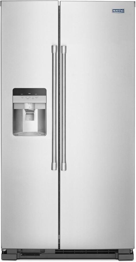 Maytag® 24.51 cu. ft. Fingerprint-Resistant Stainless-Steel Side-By-Side Refrigerator-MSS25C4MGZ | Limitless Appliance and Design Pint Of Ice Cream, Microwave Hood, Extra Shelf, Side By Side Refrigerator, Pizza Boxes, Freezer Burn, Frozen Pizza, Ice Water, Home Repairs