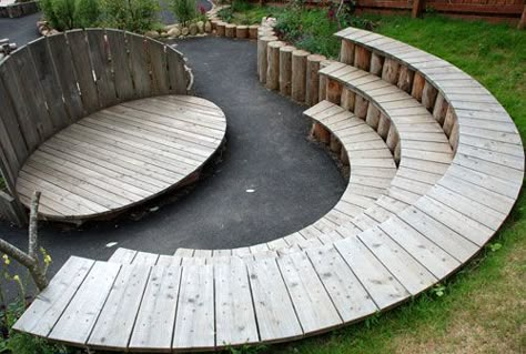 Mini Stage, Outdoor Learning Spaces, Garden Seating Area, Outdoor Play Spaces, Outdoor Stage, Backyard Seating, Sensory Garden, Outdoor Theater, Natural Playground