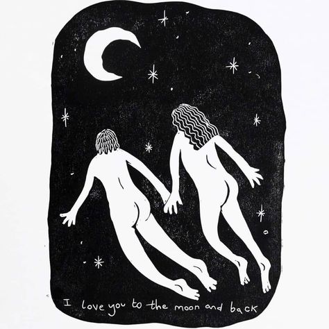 🌚 Phillippa ⚫ Printmaker on Instagram: “I love you to the moon and back Have you been inside your house a lot this week looking at the rain outside and feeling a little less…” Simple Linocut, Room Murals, Girl In Rain, Mini Macrame Wall Hanging, Lino Printing, Lino Prints, Look At The Moon, Mini Macrame, Embroidered Art